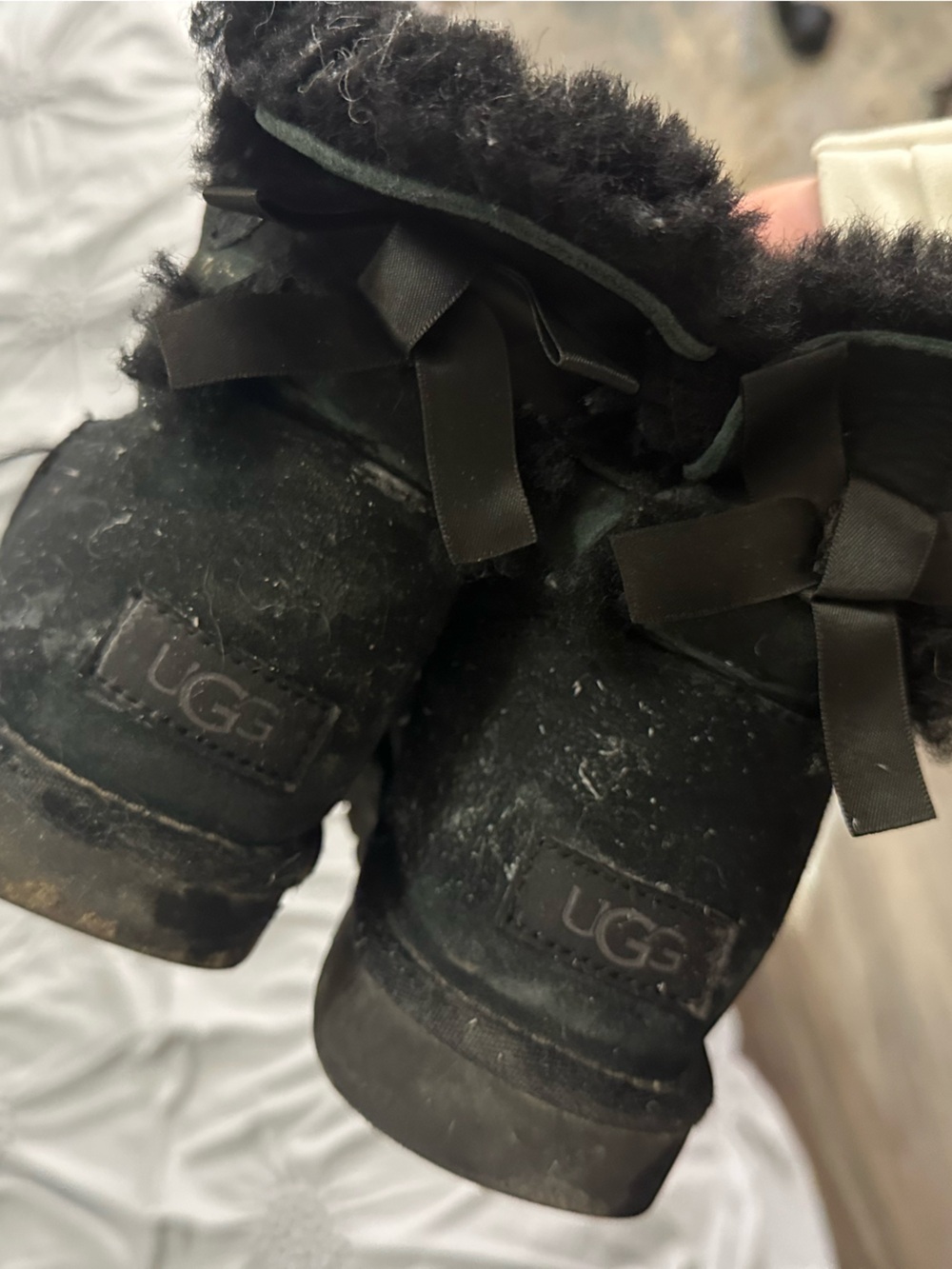 UGG women’s Black Bow Shearling Booties